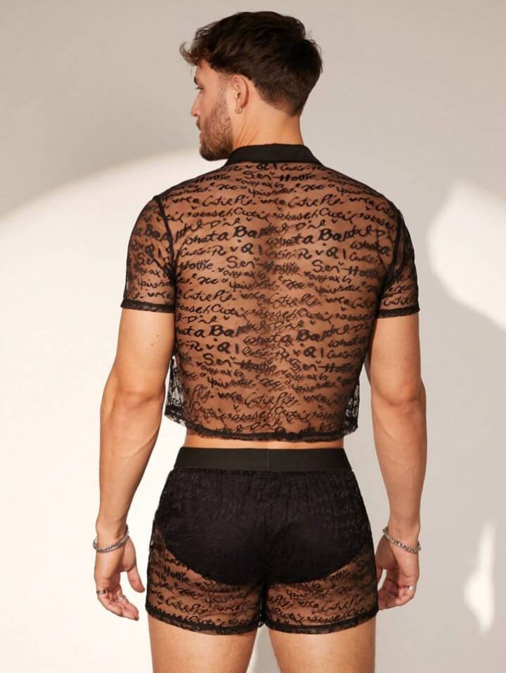 NIGHT-RIDER Men's Jacquard Mesh Shirt & Short Set